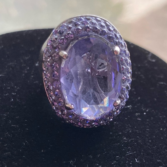 925 sterling silver lavender australian crystal statement ring - Picture 7 of 7